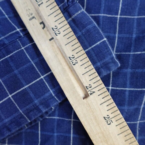 Brooks Brothers Shirt Large Blue Plaid Linen Button Down Vintage - Picture 9 of 9